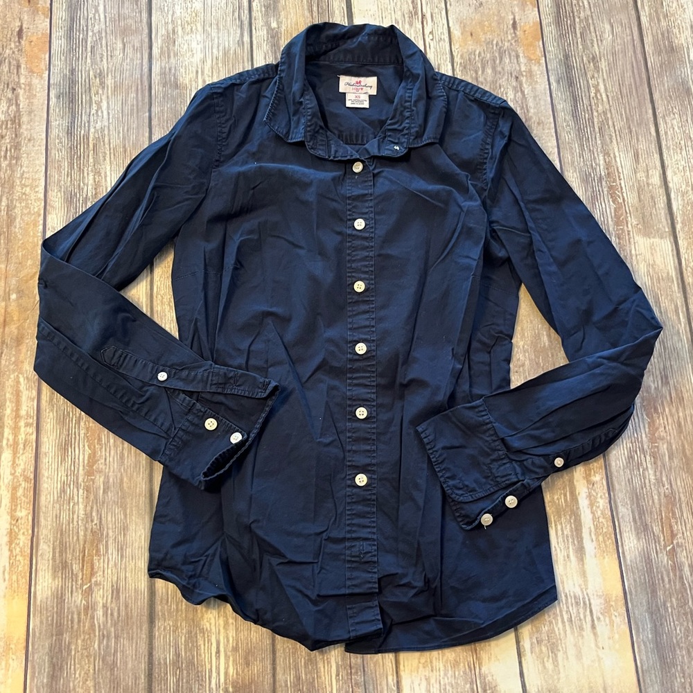 J.Crew Factory Top XS Button Down Haberdashery Navy Blue